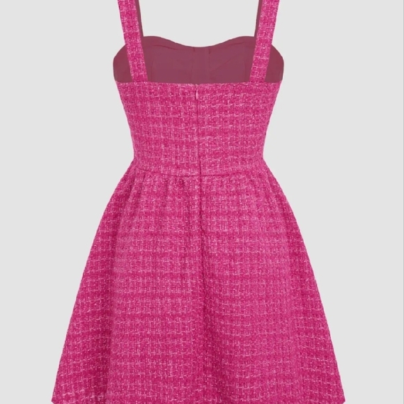 Hot Pink Sweetheart Fit and Flare Midi Dress - Picture 2 of 2